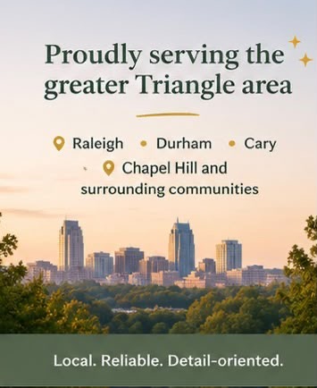 Triangle Shine service area graphic featuring Raleigh, Durham, Cary, and Chapel Hill.